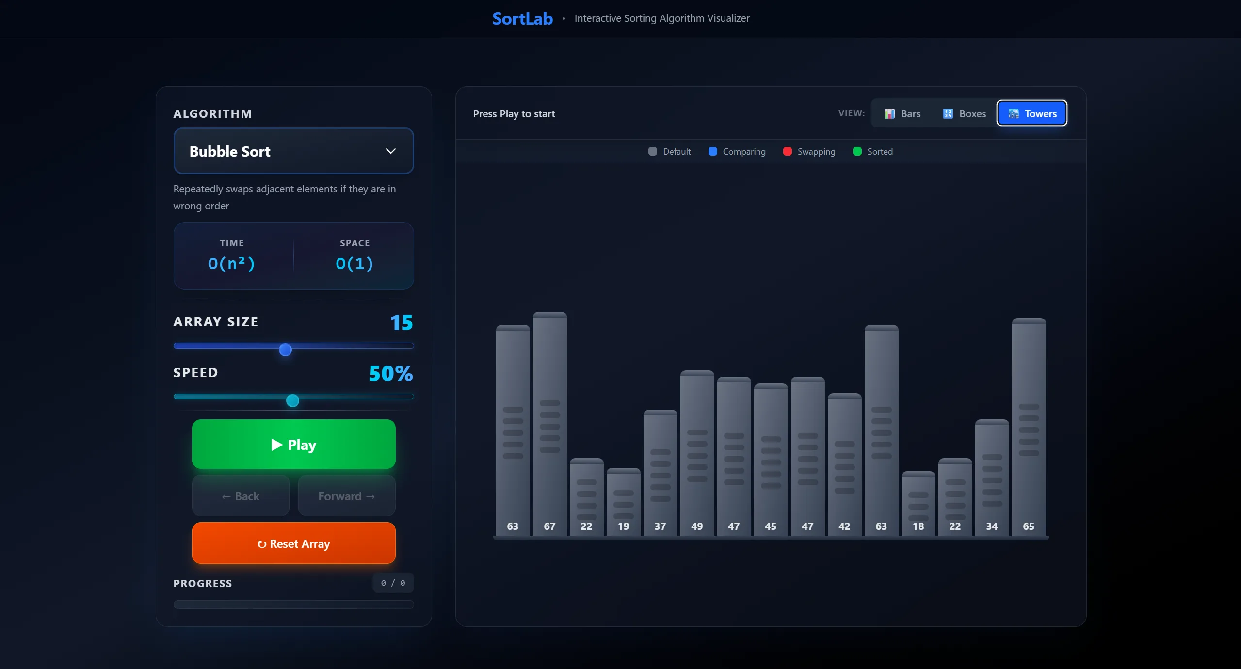 SortLab sorting algorithm visualizer