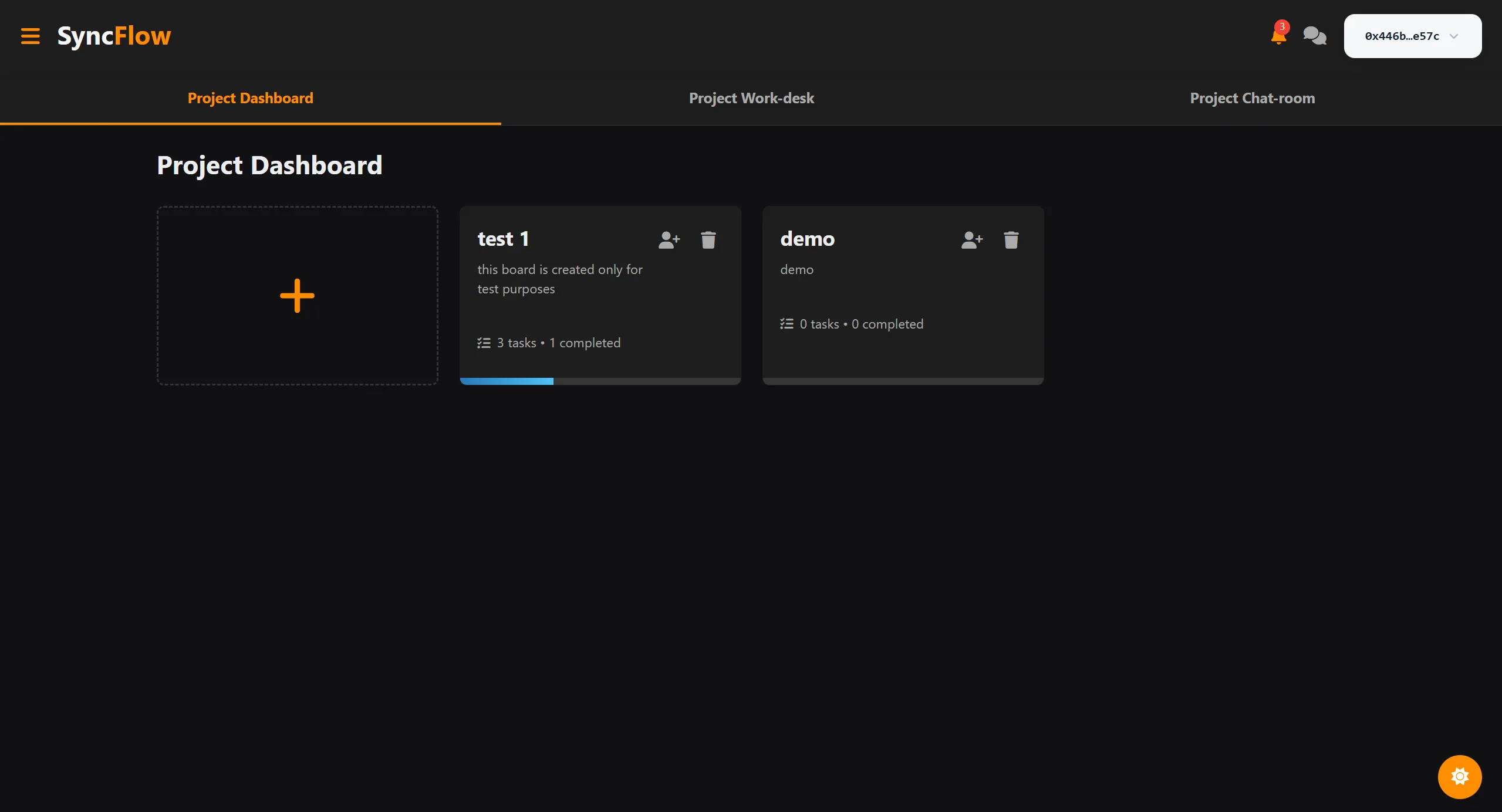 SyncFlow project management dashboard